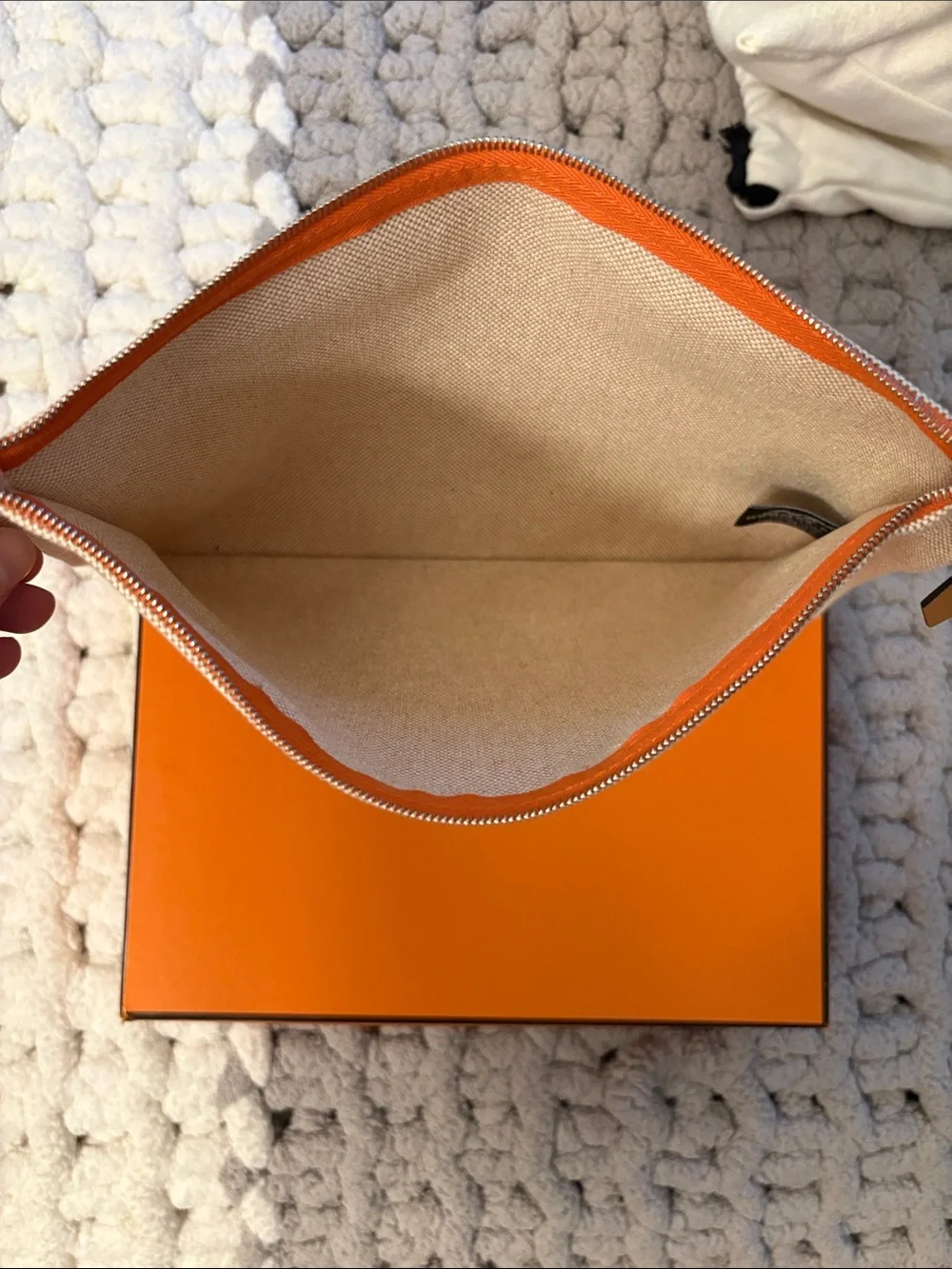 Hermes Toile Bain Yachting Case with Orange Logo